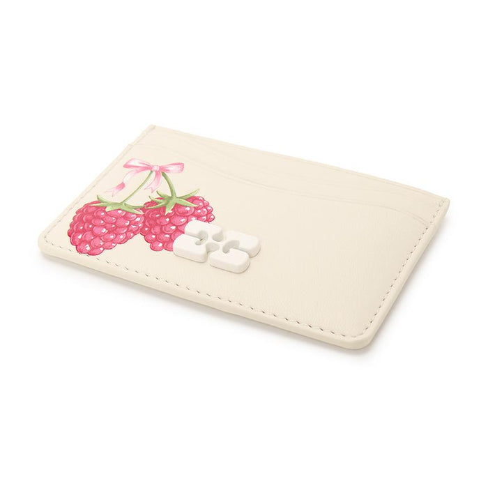 GANNI Leather Card Holder Wallet Beige