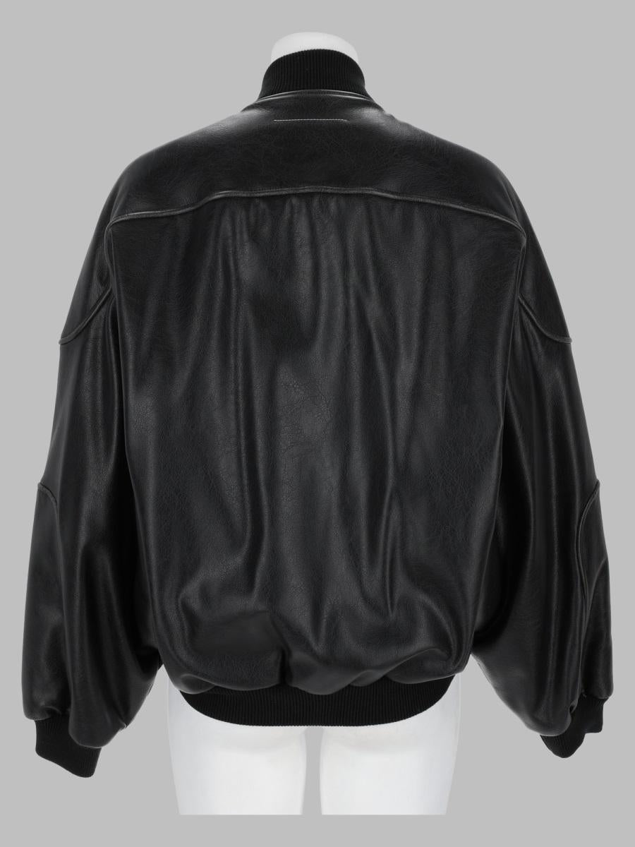 Maison Margiela Black Leather Bomber Jacket