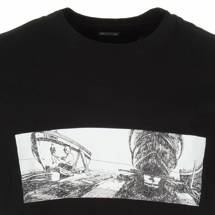 CP Company Black Jersey Back Letter T-Shirt