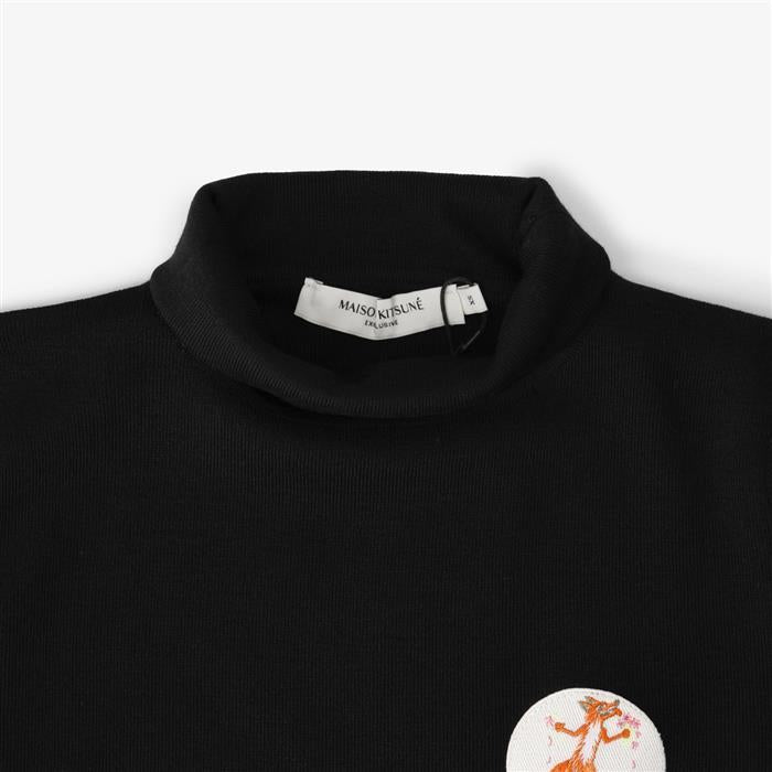 Maison Kitsune Olympia Le Temps Flower Fox Turtleneck Knit Sweater