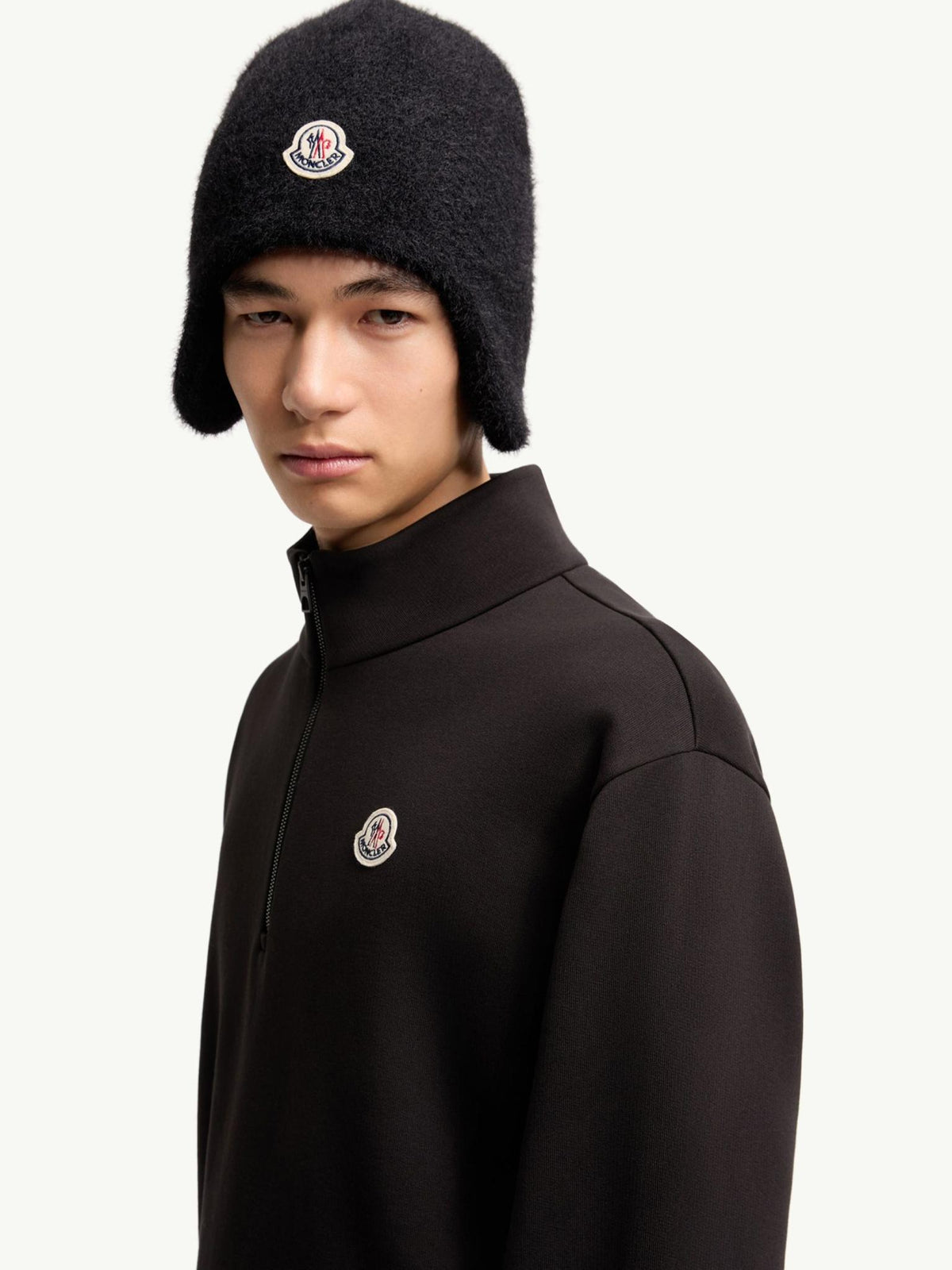 Moncler Black Cotton Logo Sweatshirt for Men