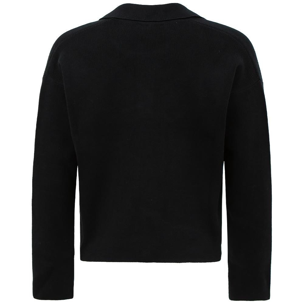 AMI Heart Logo Open Polo Knit Sweater Black Men
