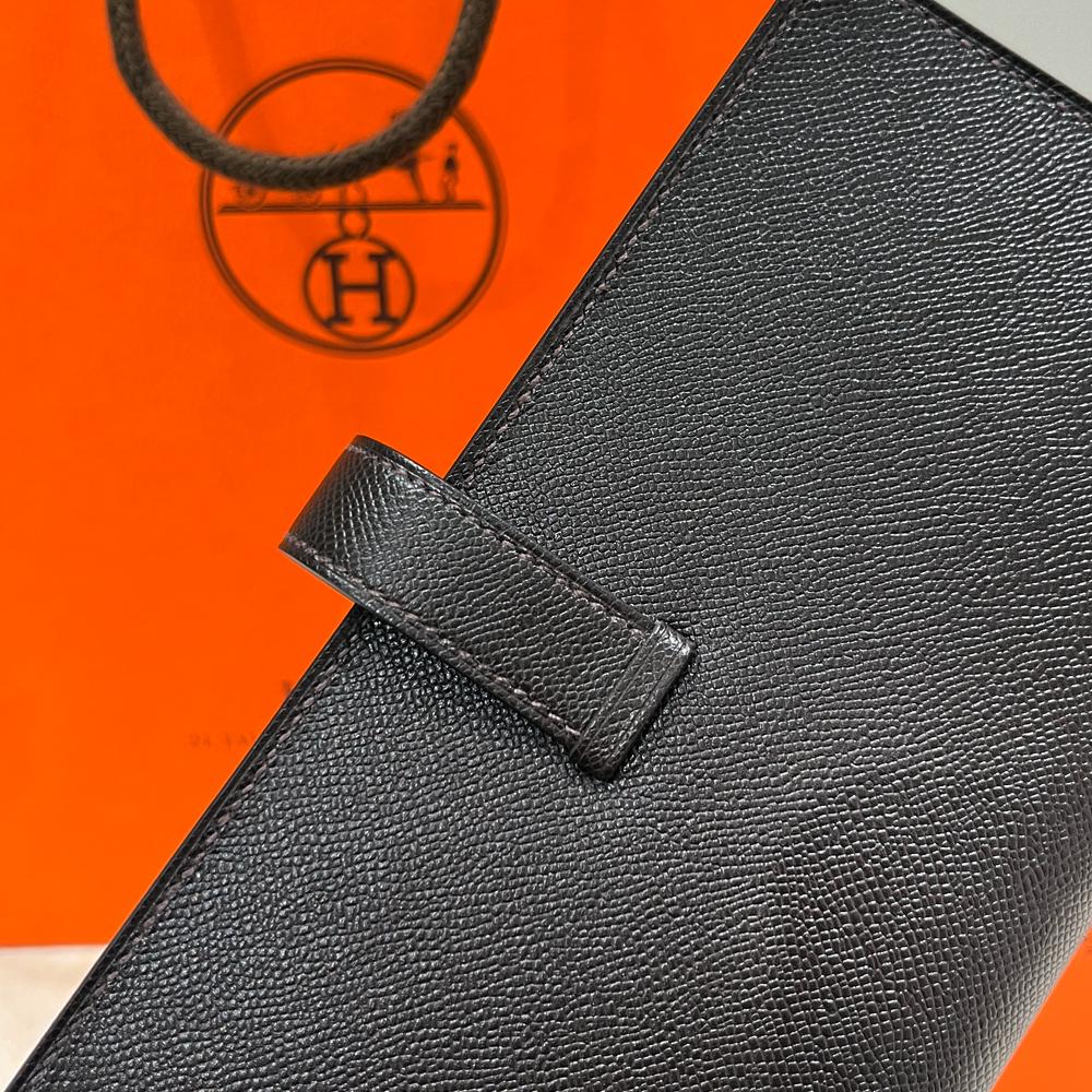 HERMES Béarn Long Wallet Epsom Vibrant Brown Gold Hardware