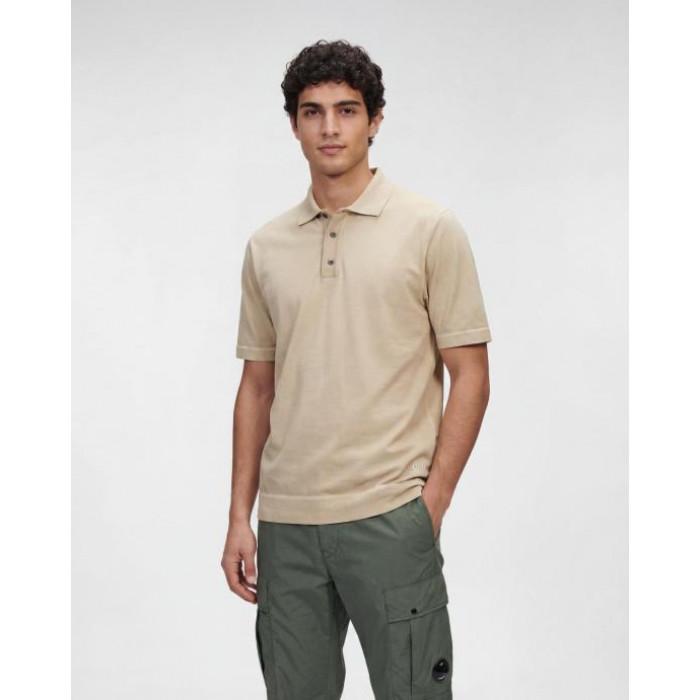 CP Company Cotton Crepe Double Dyed Polo Shirt Green Men’s