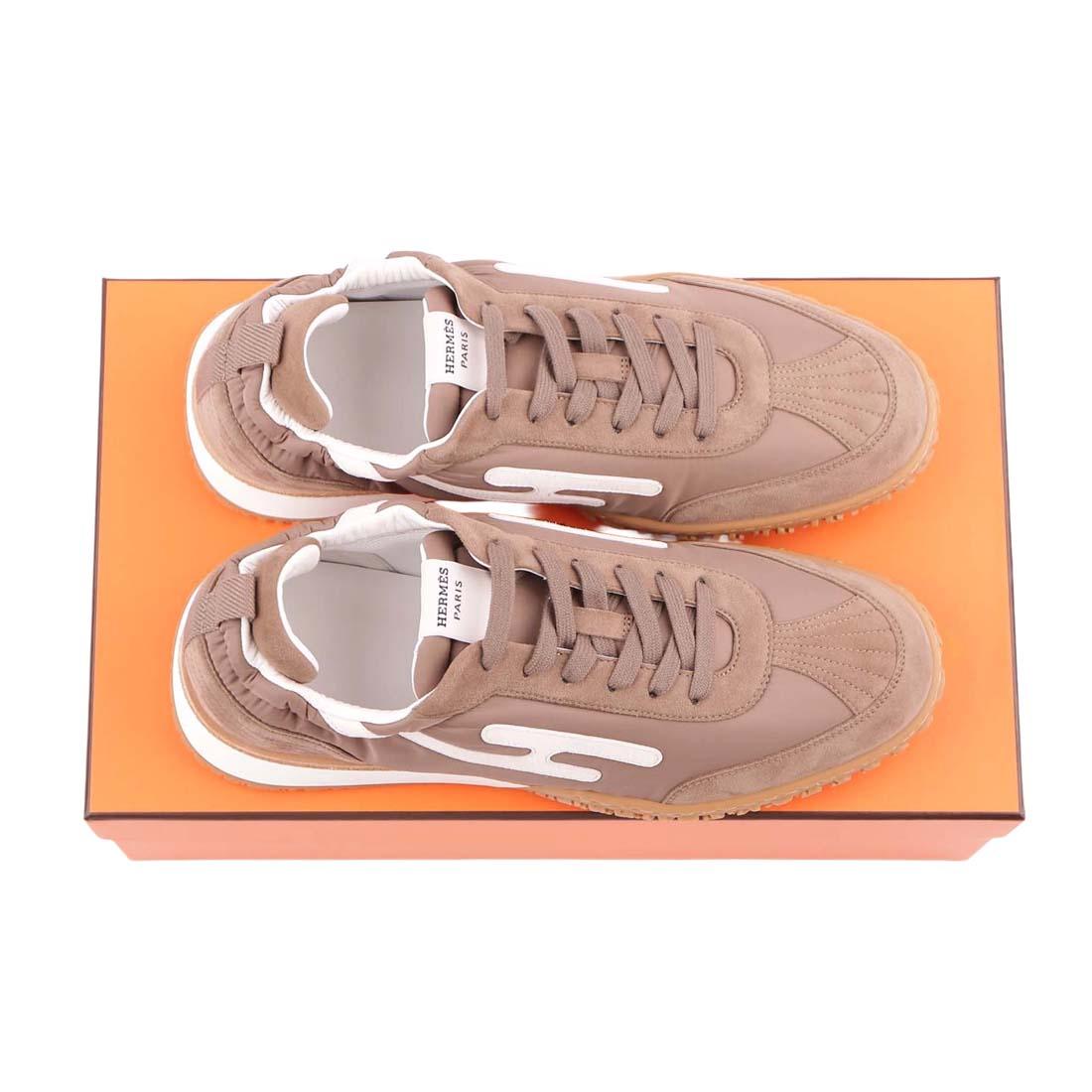 HERMES Etoupe Leather Low-Top Sneakers Unisex