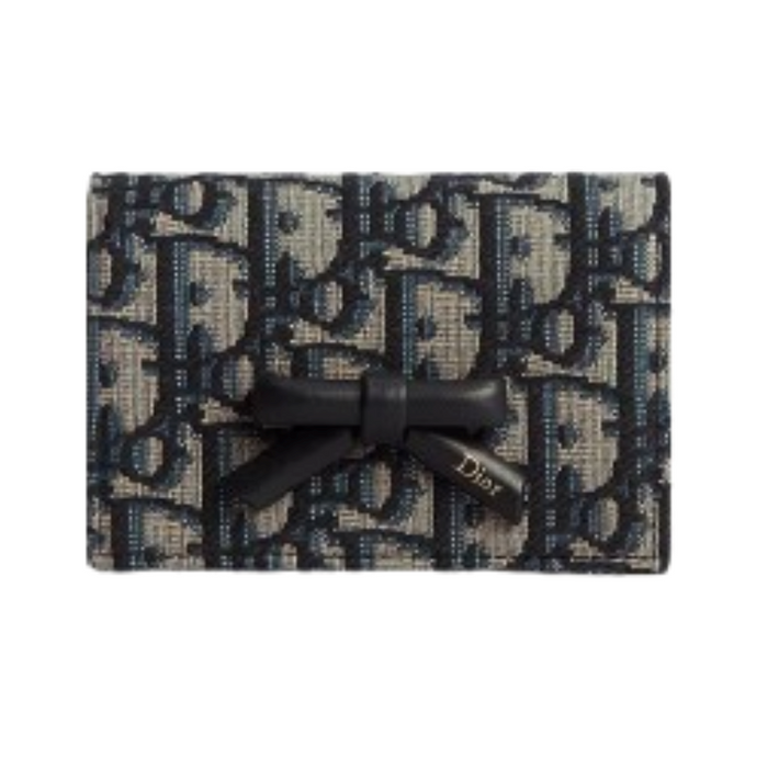 DIOR Glycine Promenade Leather Compact Bifold Wallet Unisex
