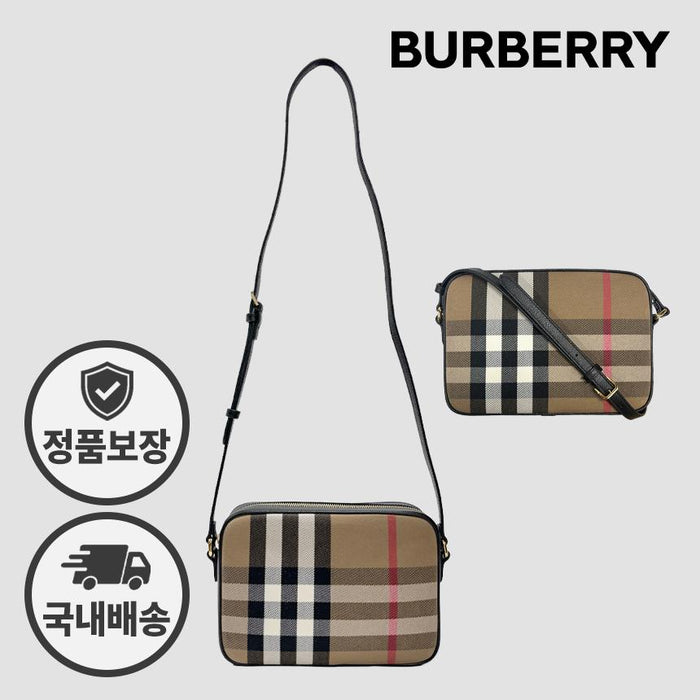 BURBERRY House Check Camera Crossbody Bag Black