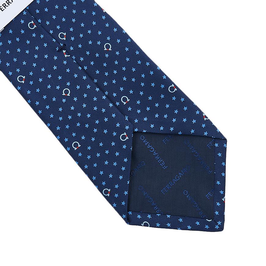 Ferragamo Gancini Silk Tie for Men 35 0874 F NAVY 0761807