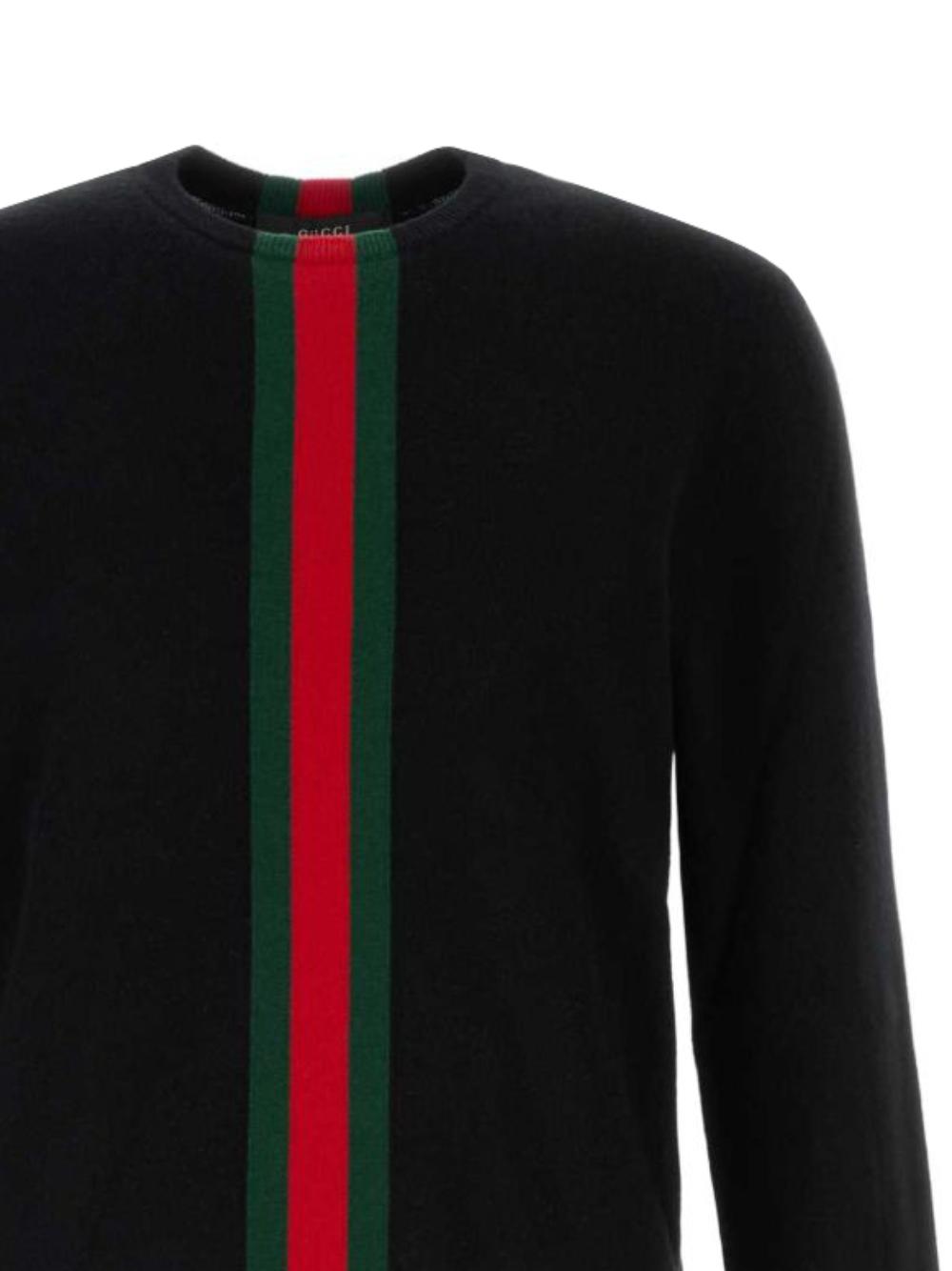 GUCCI Black Wool Crewneck Knit Sweater for Men