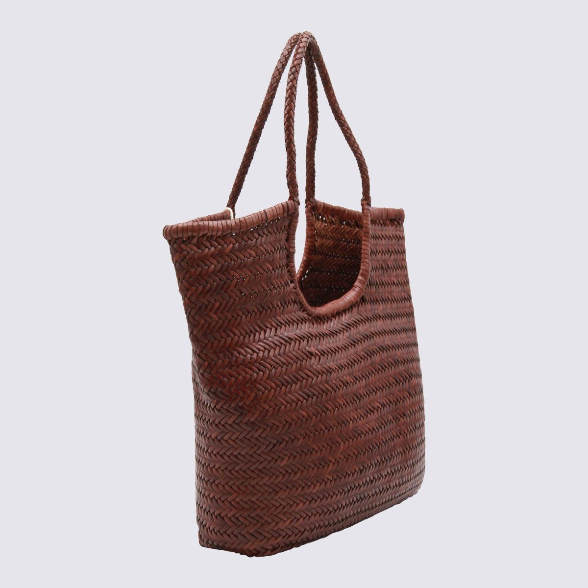 Dragon Diffusion Brown Woven Leather Tote Bag