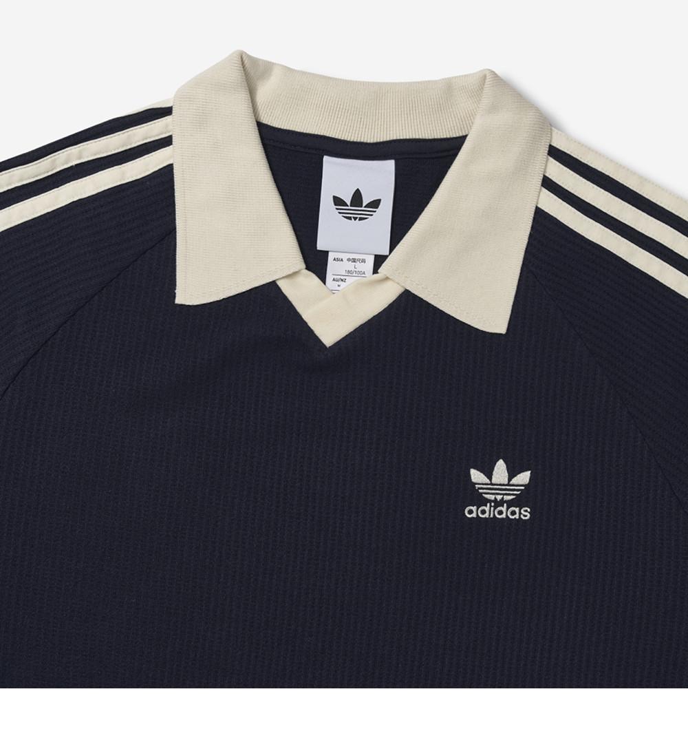 Adidas Waffle Polo Short Sleeve Collar T-Shirt Navy KB5461