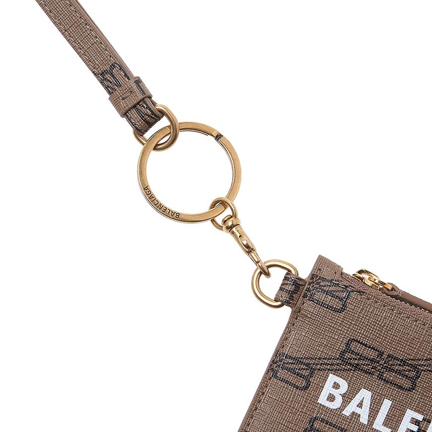 BALENCIAGA Men’s Leather Keyring Card Case Green Cardholder Wallet