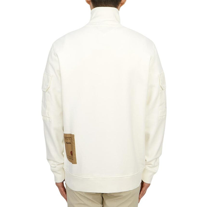 Ten C Men’s Fleece-Lined Zip-Up Knit Jacket White