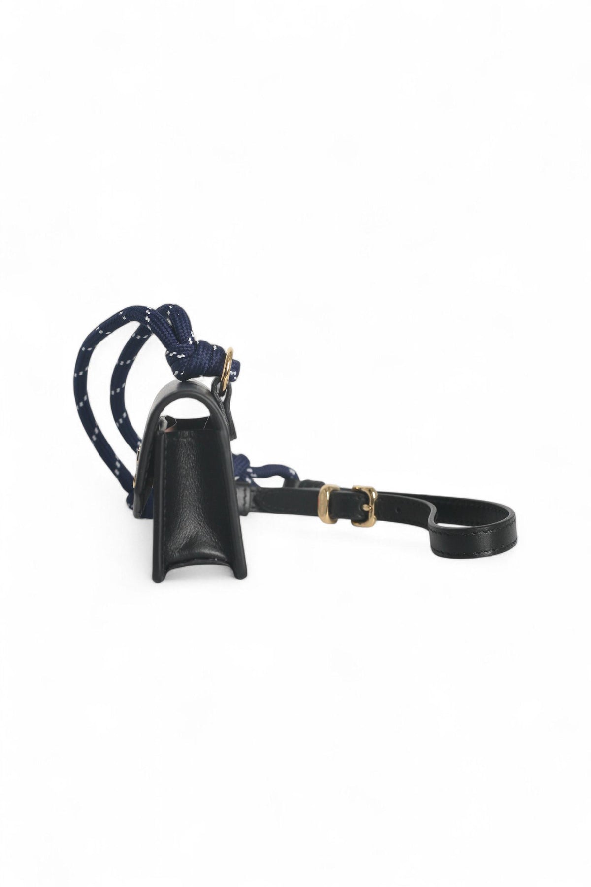 Miu Miu Leather Cord Trick Black Baltic Blue Bag 5TL515 ACRT F0G52