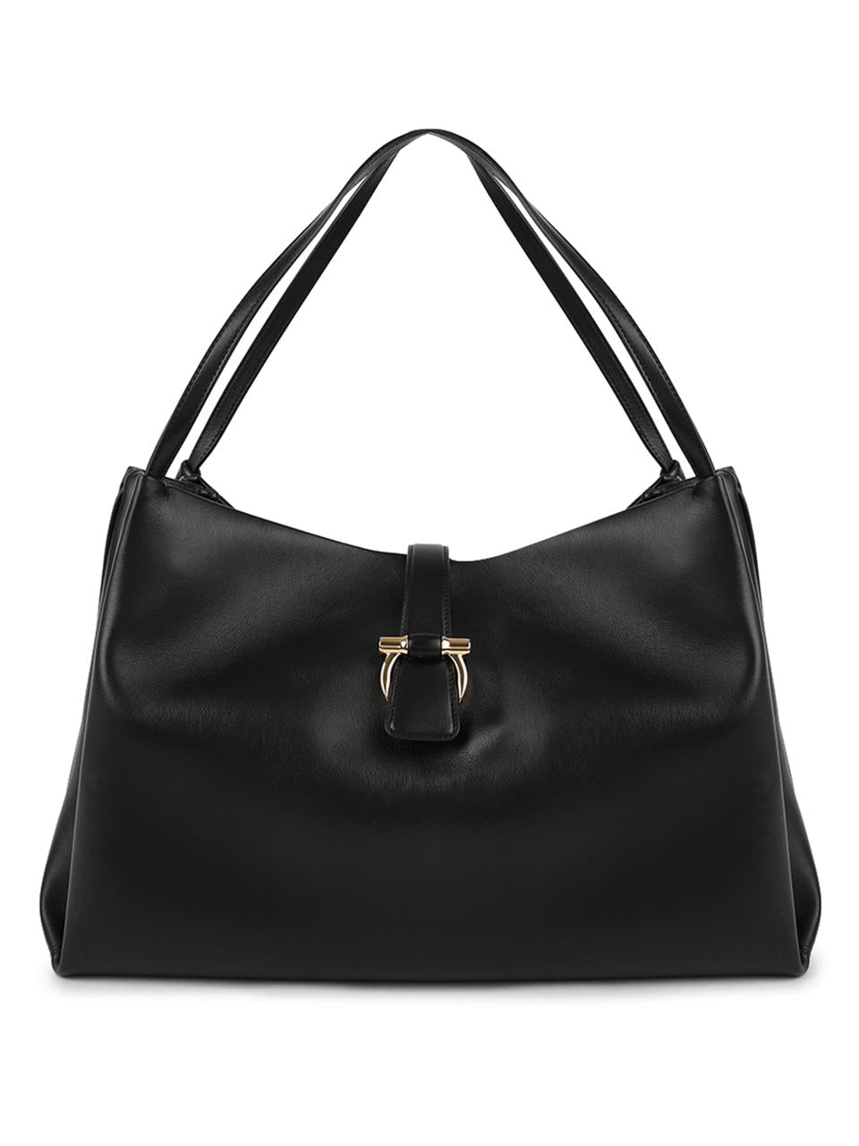 Ferragamo Gancini Black Leather Tote Bag 21 9804 BK