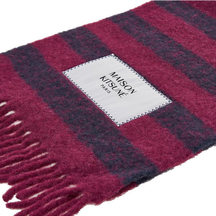 Maison Kitsune Striped Logo Patch Unisex Scarf LW06202WA0019 GRAPEIB
