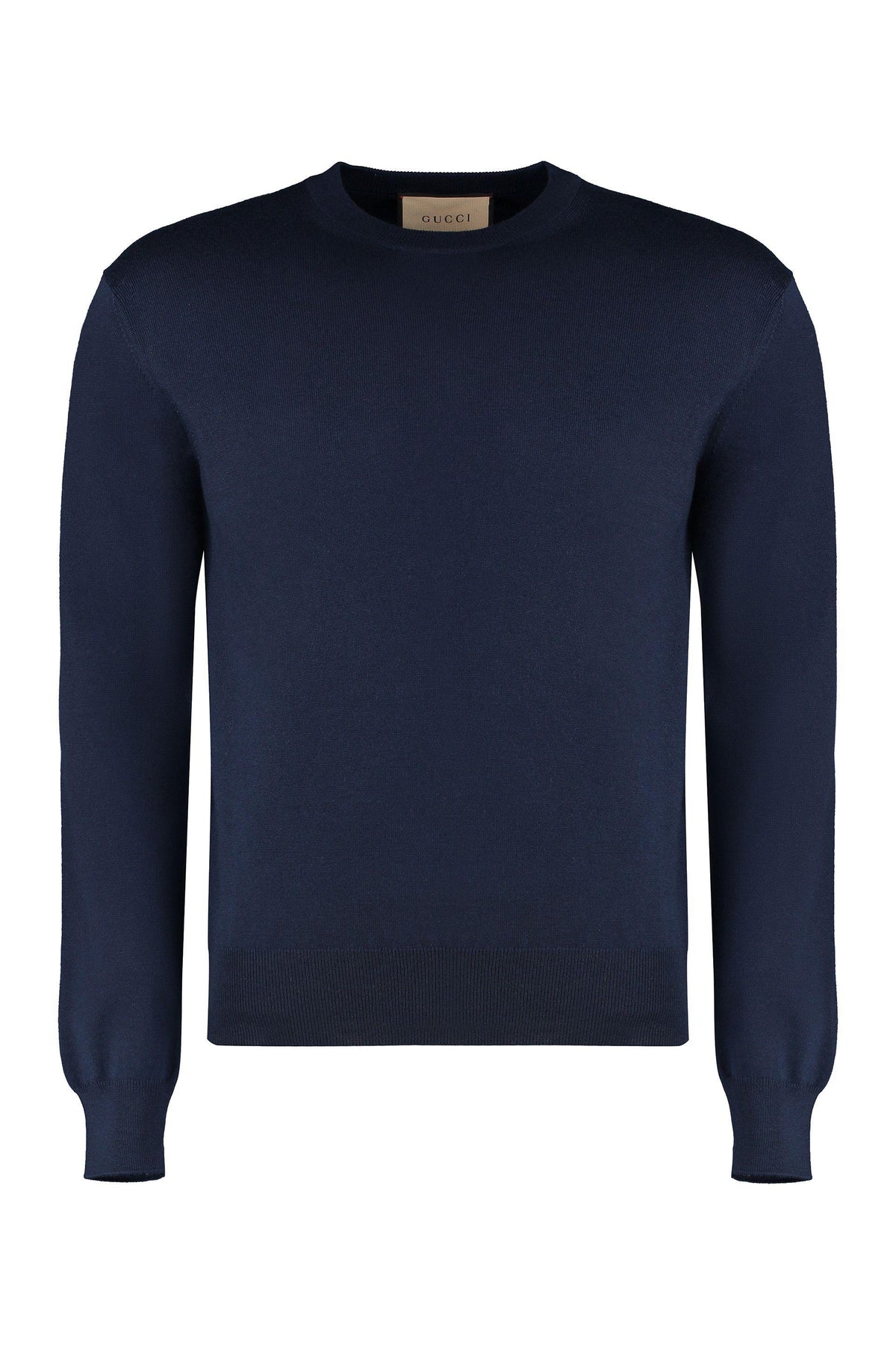 GUCCI Blue Wool Round Neck Knit Sweater for Men