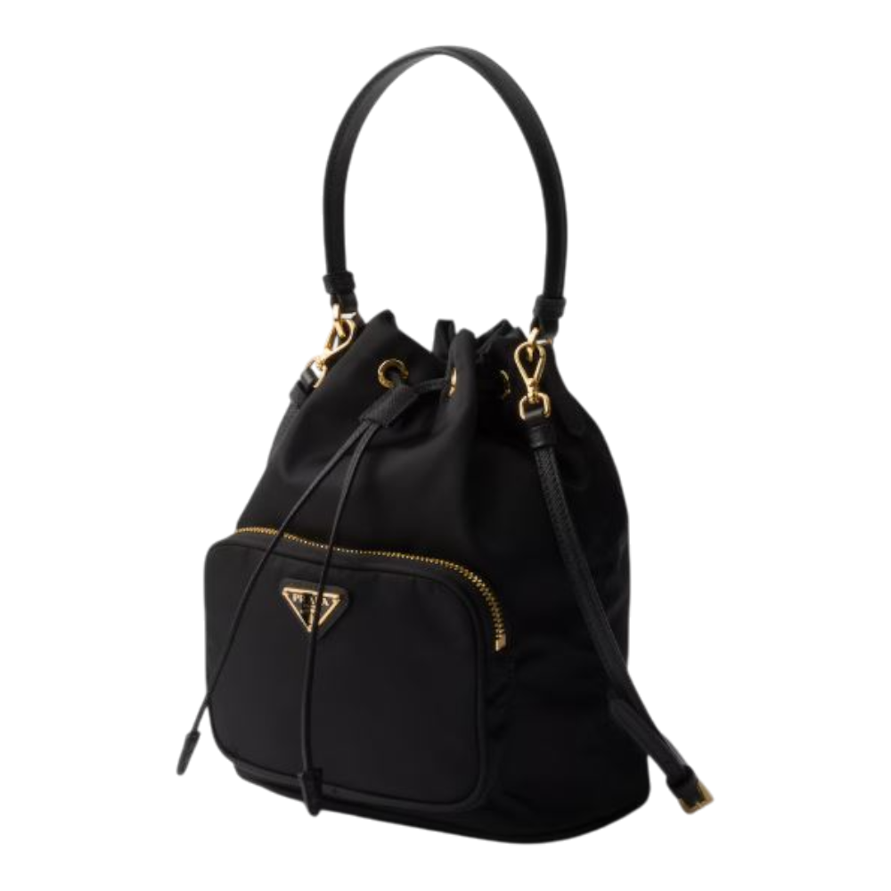 PRADA Duet Re-Nylon Bucket Bag Pouch Black