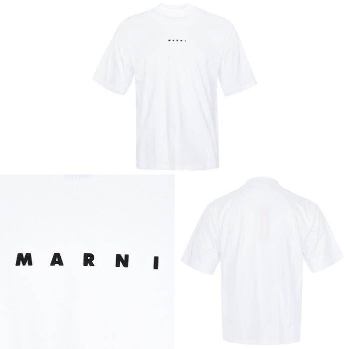 Marni Men’s Oversized Mini Logo T-Shirt White Cotton