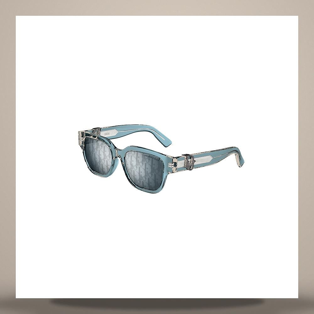 DIOR Oblique S1F Transparent Blue Square Sunglasses DOBLS1FXT 30B8