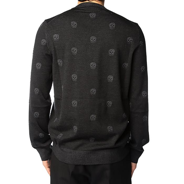 Alexander Mcqueen Skull Embroidered Wool Crewneck Sweater Men’s Black