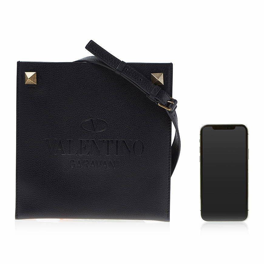 VALENTINO Garavani Unisex Logo Rockstud Crossbody Bag Black