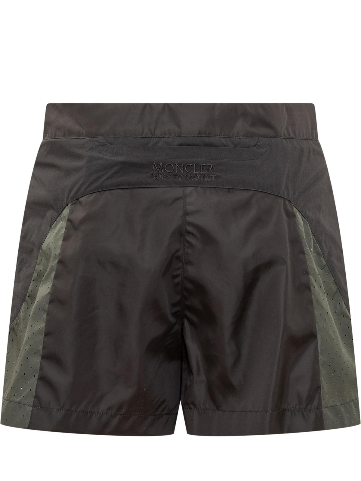 Moncler Black Nylon Drawstring Short Shorts