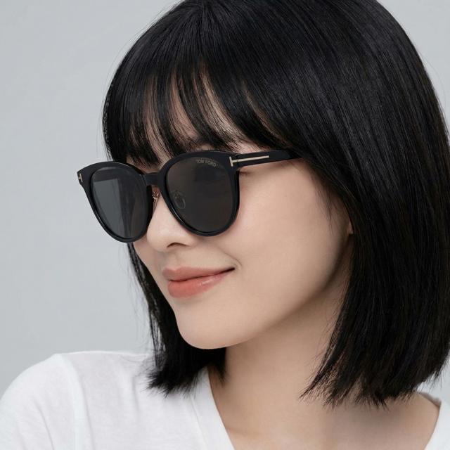 TOM FORD Round Acetate Sunglasses Asian Fit Oversized Unisex TF1133K 01A