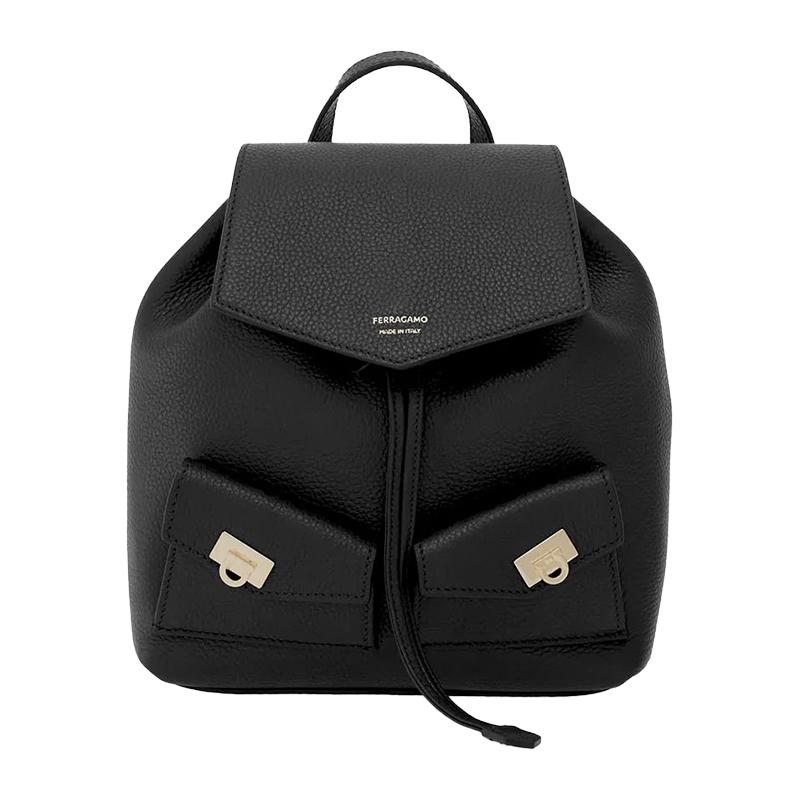 Ferragamo Multi-Pocket Mini Backpack Black Leather