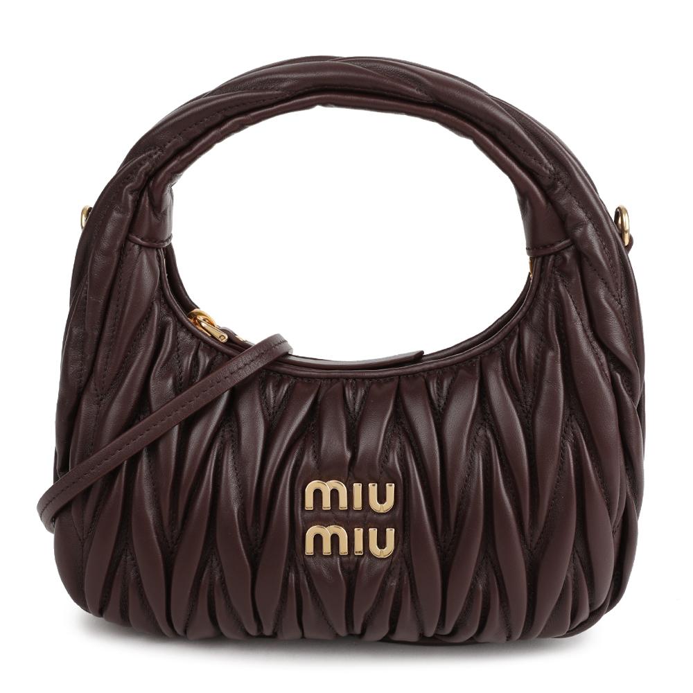 Miu Miu Wander Matelassé Nappa Leather Hobo Bag Navy 5BC125 AN88 F0NBL