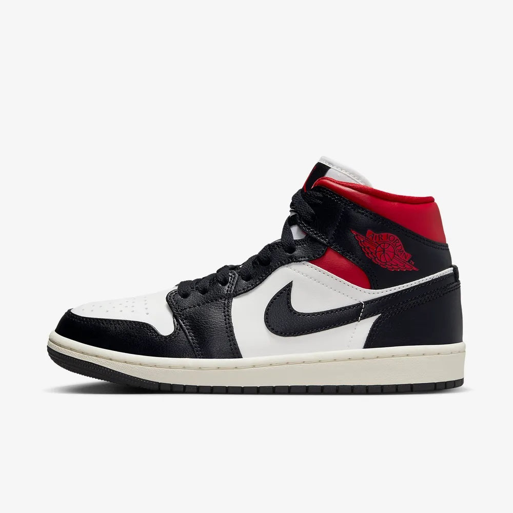 Nike Women’s Air Jordan 1 Mid Black Gym Red Low-Top Sneakers
