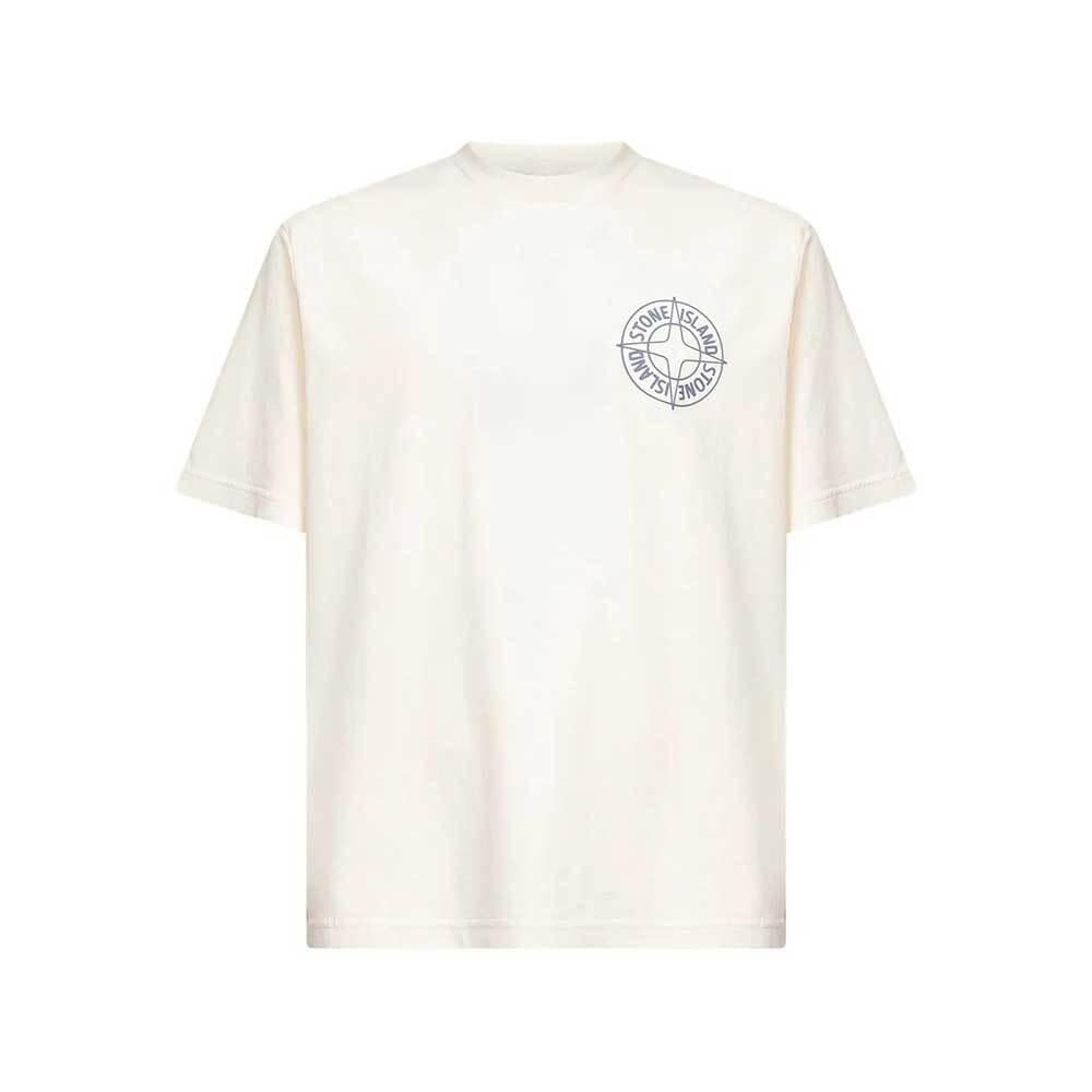 STONE ISLAND Ivory Printed Short Sleeve T-Shirt Men