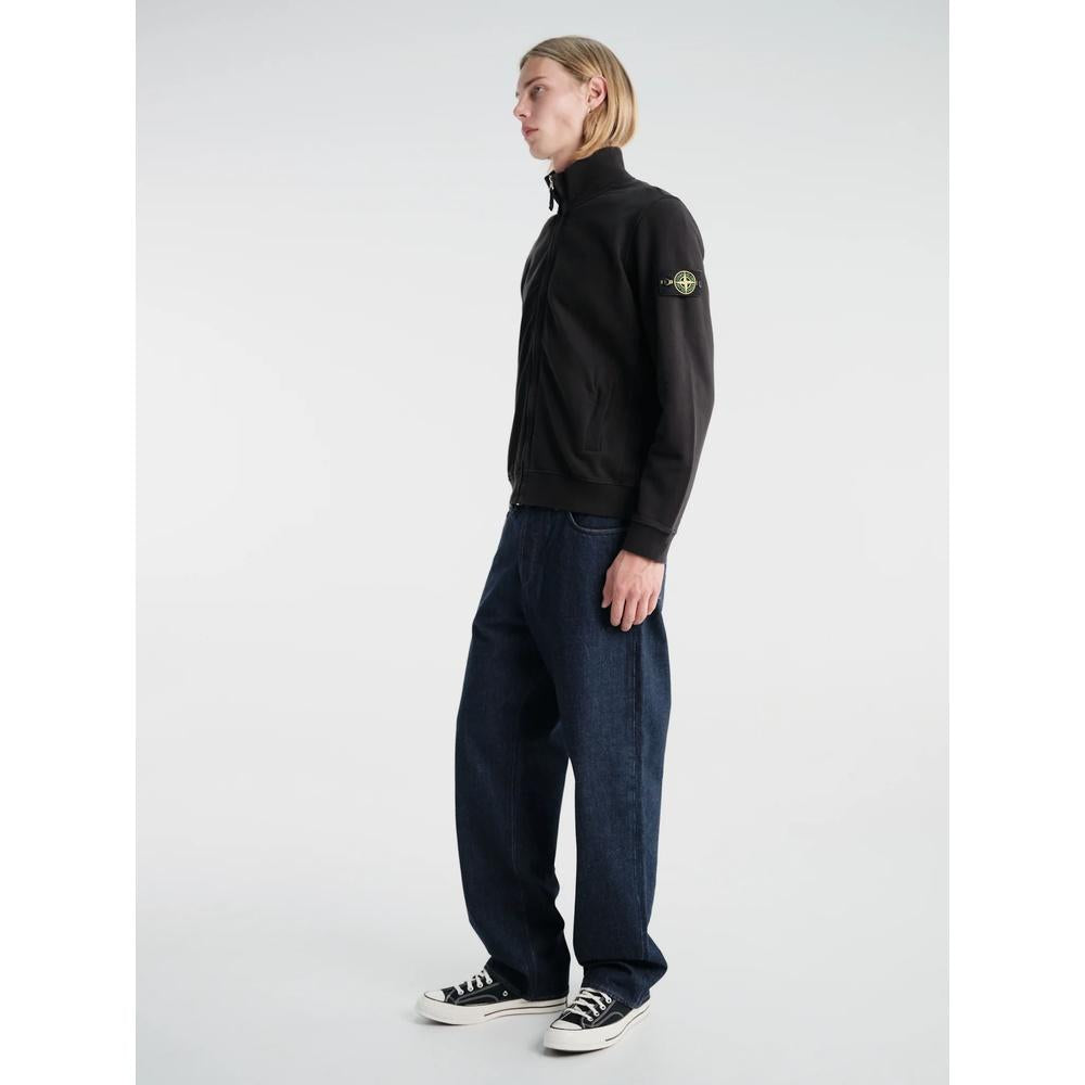 STONE ISLAND Cotton Fleece Men’s Track Jacket Black
