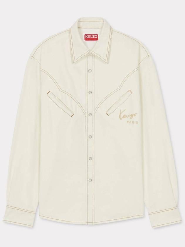 KENZO Creation Western Long Sleeve Shirt FE5 5DC411 6W4 WT