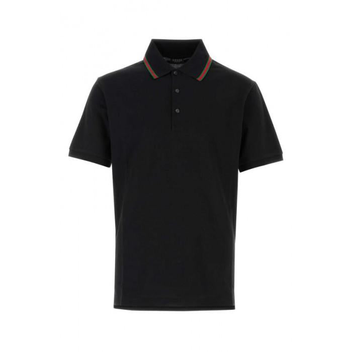 GUCCI Cotton Piqué Polo Shirt Black Men’s Tee