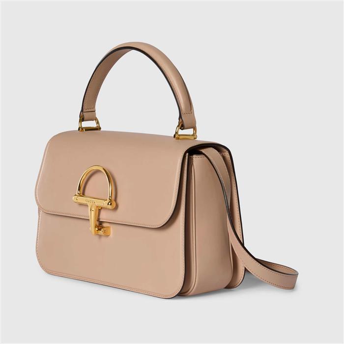 GUCCI Sienna Medium Top Handle Shoulder Bag Pink Leather