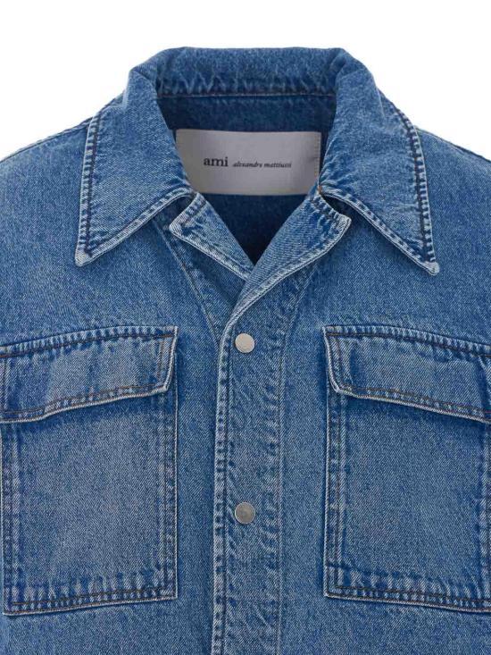 AMI Used Blue Denim Jacket for Men