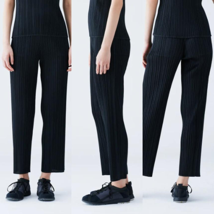 PLEATS PLEASE Black Gray Basic Long Straight Pants