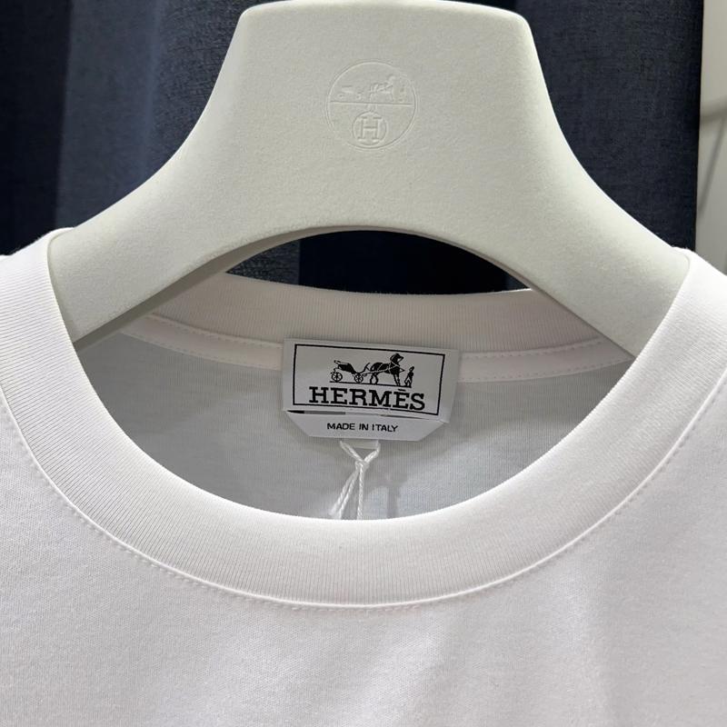 HERMES Metallerie au Ca Crewneck T-Shirt White Unisex