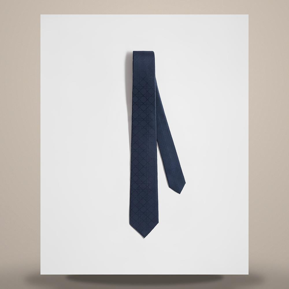 DIOR Cannage Navy Blue Silk Tie