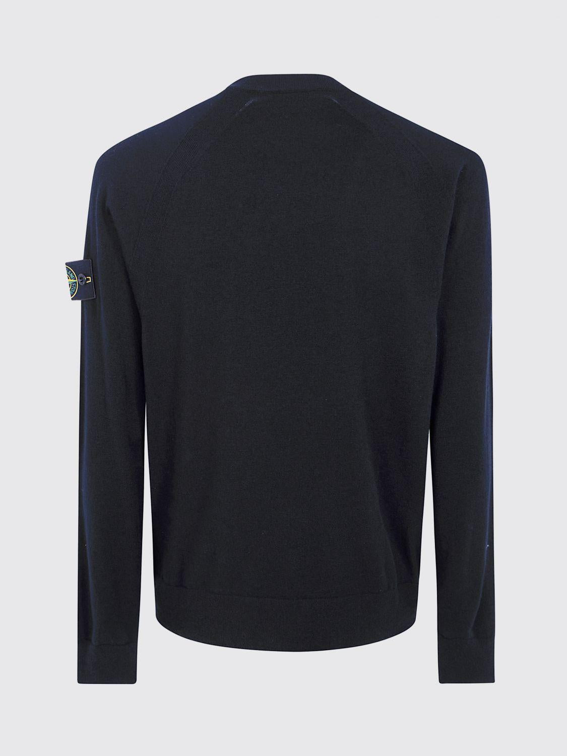 STONE ISLAND Black Wool Round Neck Knit Sweater