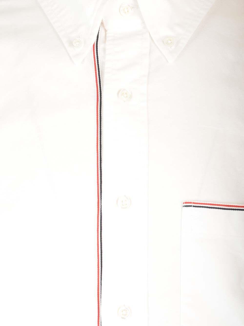 THOM BROWNE Long Sleeve Button-Up Shirt FW24 White Cotton