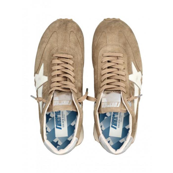 GOLDEN GOOSE Marathon Suede Upper White Star Low-Top Sneakers