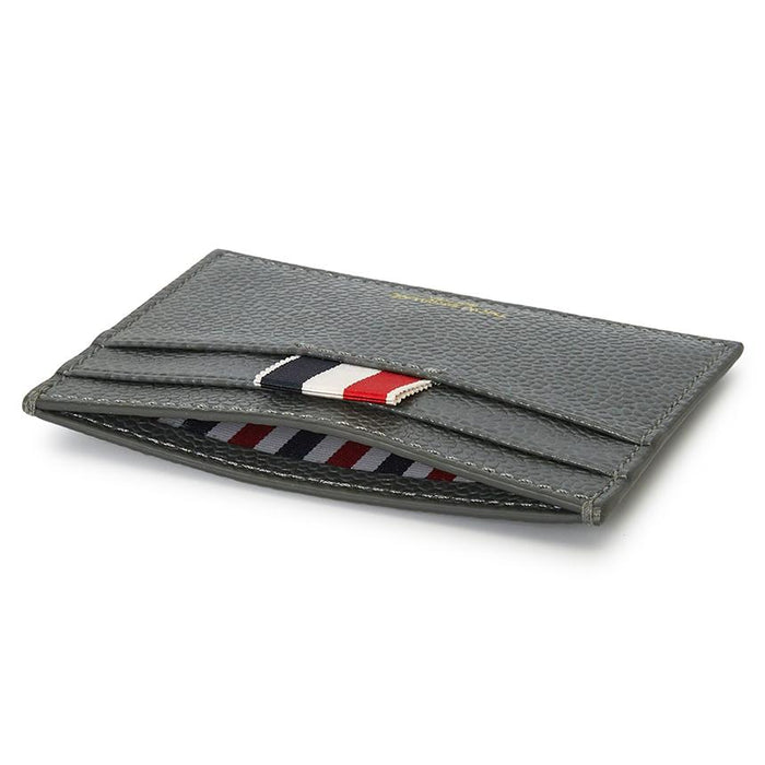 THOM BROWNE Tricolor Stripe Leather Card Holder Gray Unisex
