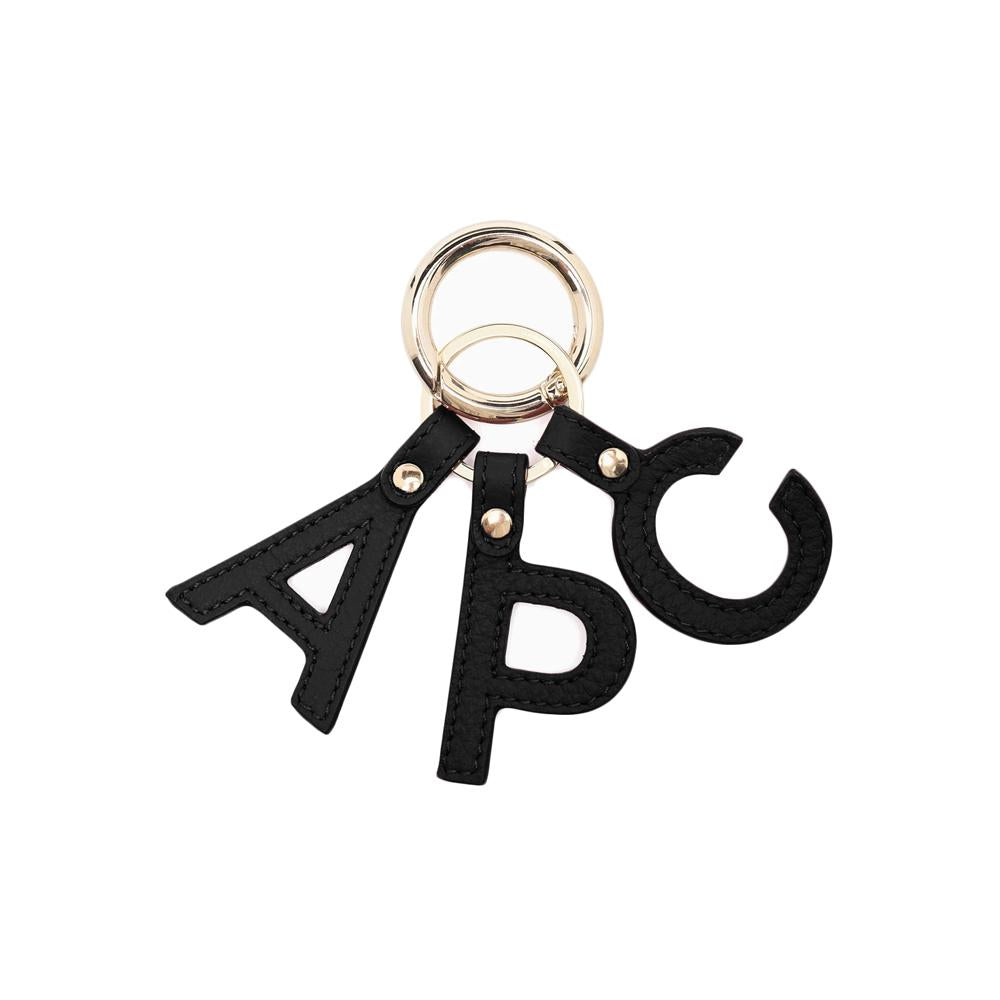 A.P.C. Signature Logo Letter Keyring Black Keychain Accessory PXAWV F63656 LZZ