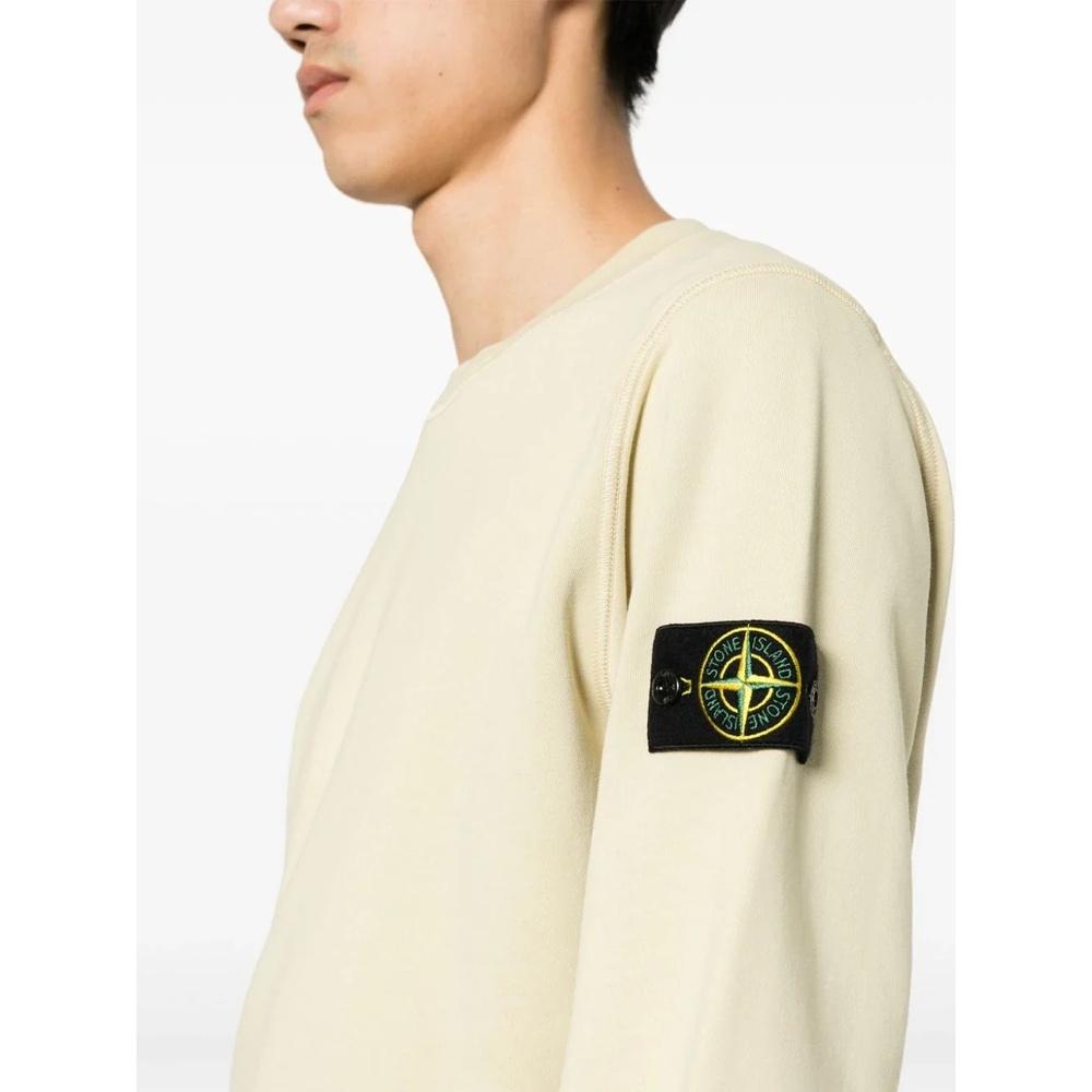 STONE ISLAND Cotton Fleece Crewneck Sweatshirt Men Navy