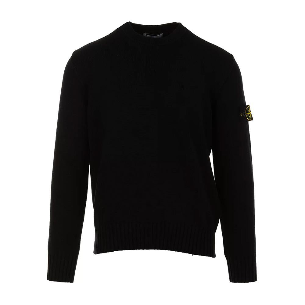 STONE ISLAND Winter Cotton Crewneck Knit Sweater Navy