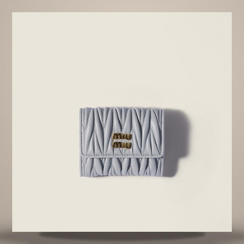 Miu Miu Small Matelassé Nappa Leather Card Holder Wallet 5MH058 AFPP F0164