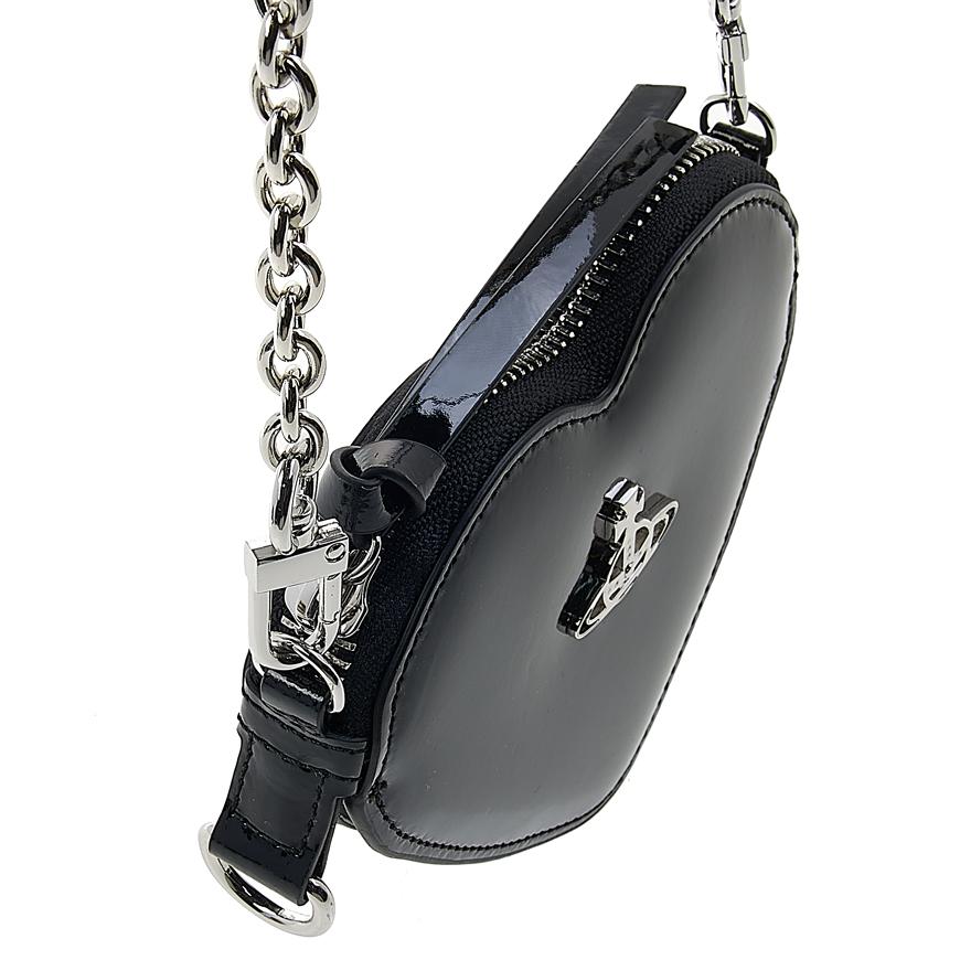 Vivienne Westwood Women’s Heart Wristlet Clutch Black Leather