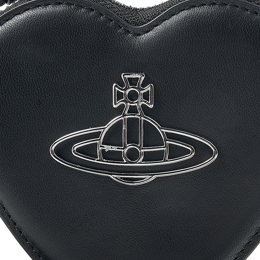 Vivienne Westwood Nappa Thin Line Heart Wristlet Clutch Black
